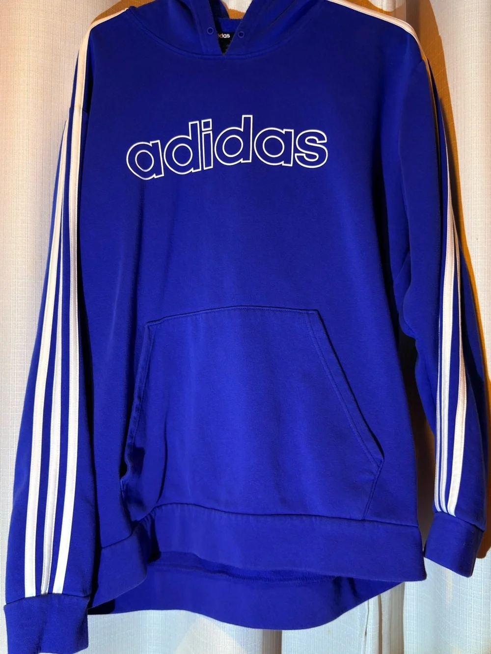 adidas Royal Blue Zip-Up Hoodie with White Stripe